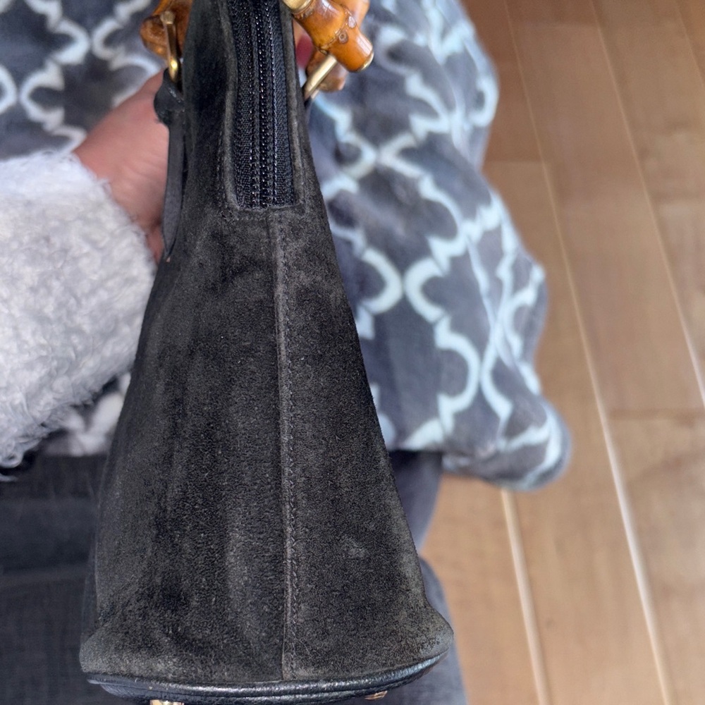 Gucci Black Suede with Bamboo Handles - Picture 7 of 12